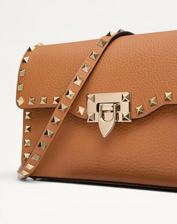 Valentino Shoulder Bags Woman Small Rockstud Grainy Calfskin Crossbody Bag For Woman In Rosso Valentino Rosso Valentino