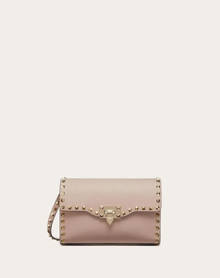 Valentino Shoulder Bags Woman Small Rockstud Grainy Calfskin Crossbody Bag For Woman In Rosso Valentino Rosso Valentino