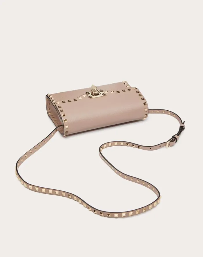 Valentino Shoulder Bags Woman Small Rockstud Grainy Calfskin Crossbody Bag For Woman In Rosso Valentino Rosso Valentino
