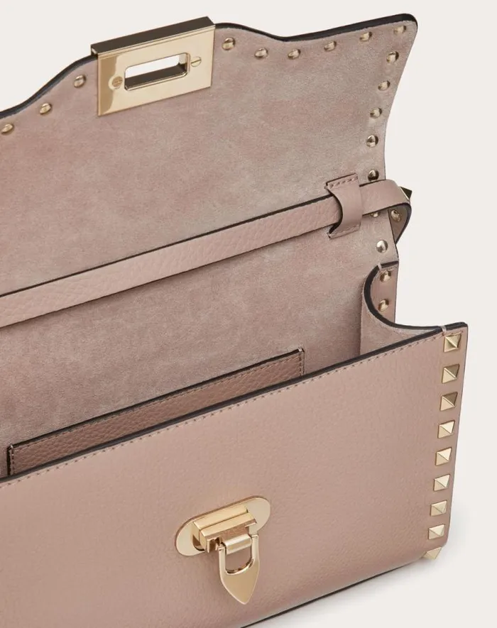 Valentino Shoulder Bags Woman Small Rockstud Grainy Calfskin Crossbody Bag For Woman In Rosso Valentino Rosso Valentino