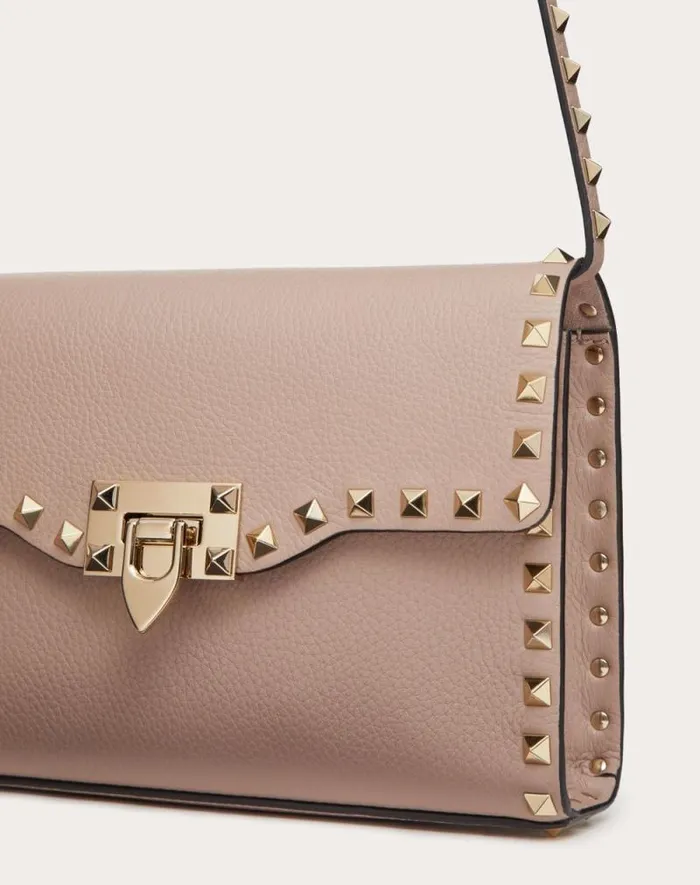 Valentino Shoulder Bags Woman Small Rockstud Grainy Calfskin Crossbody Bag For Woman In Rosso Valentino Rosso Valentino