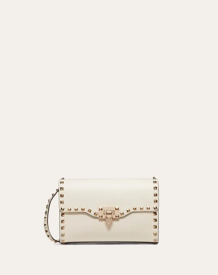 Valentino Shoulder Bags Woman Small Rockstud Grainy Calfskin Crossbody Bag For Woman In Rosso Valentino Rosso Valentino