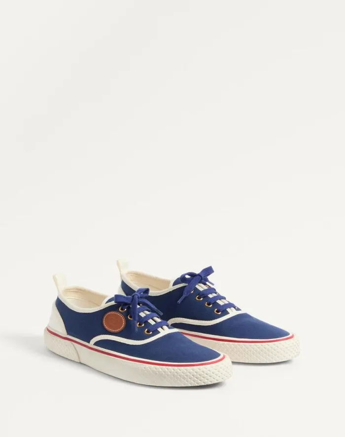 Valentino Sneakers Man Nojoke Sneaker In Canvas Fabric For Man In Indigoivorycuir Indigoivorycuir Valentino Sneakers Man Nojoke Sneaker In Canvas Fabric For Man In Indigoivorycuir Indigoivorycuir