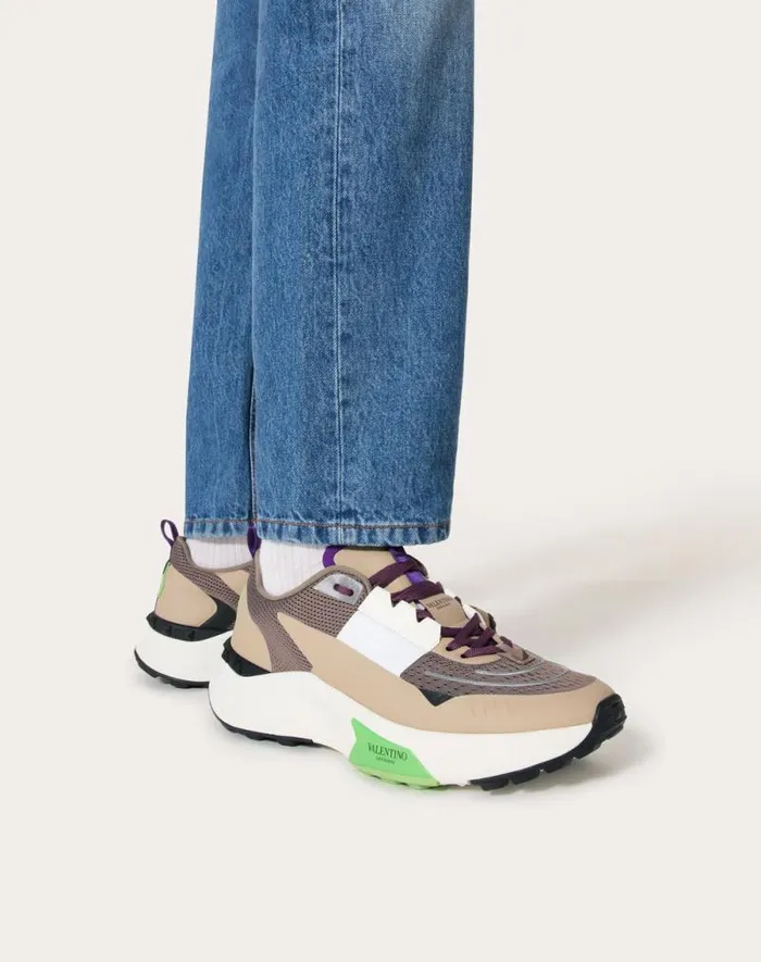 Valentino Sneakers Man True Act Low Top Sneaker In Mesh And Rubberized Fabric For Man In White Black White Black