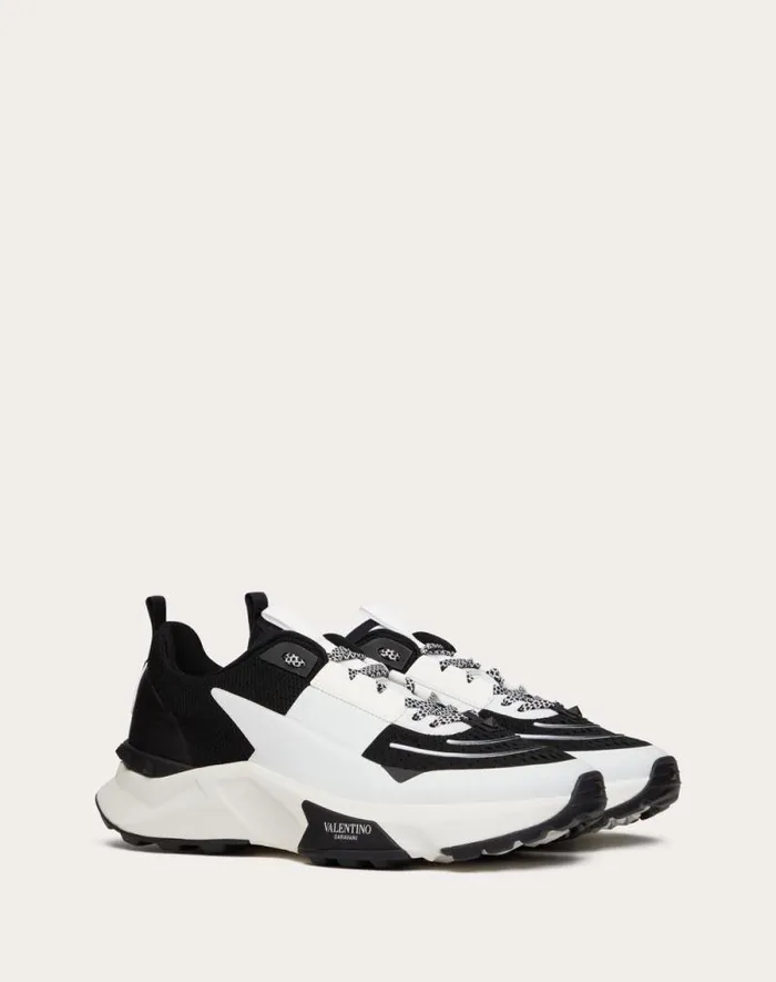 Valentino Sneakers Man True Act Low Top Sneaker In Mesh And Rubberized Fabric For Man In White Black White Black