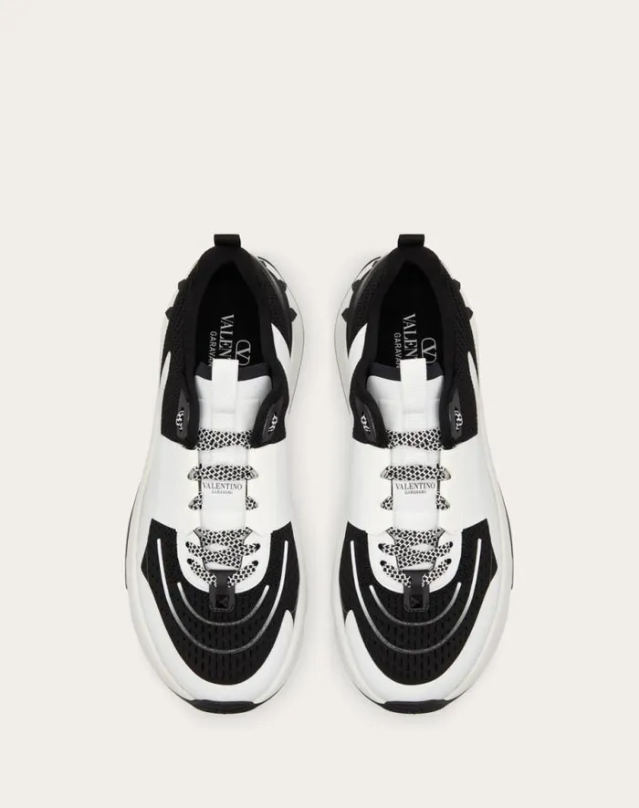 Valentino Sneakers Man True Act Low Top Sneaker In Mesh And Rubberized Fabric For Man In White Black White Black
