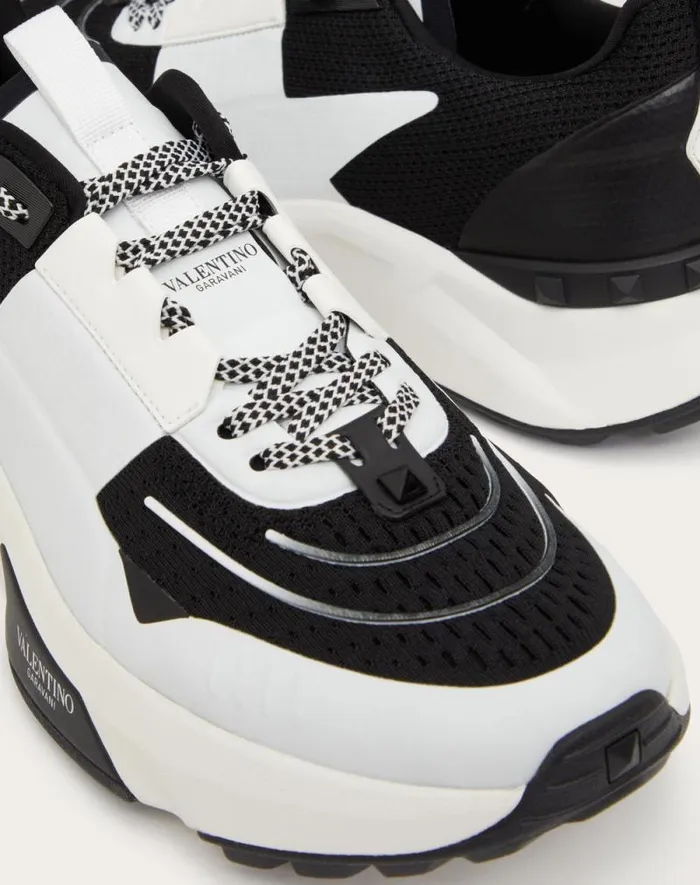 Valentino Sneakers Man True Act Low Top Sneaker In Mesh And Rubberized Fabric For Man In White Black White Black