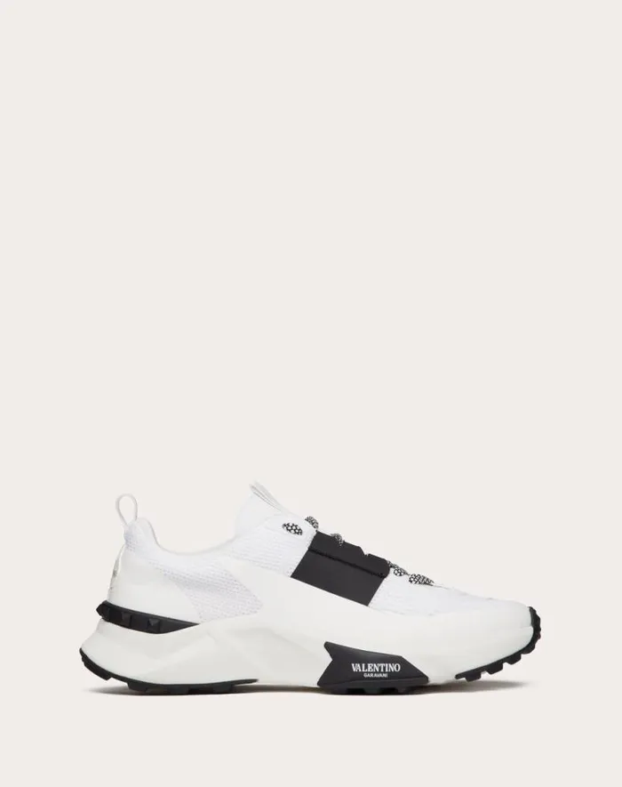 Valentino Sneakers Man True Act Low Top Sneaker In Mesh And Rubberized Fabric For Man In White Black White Black