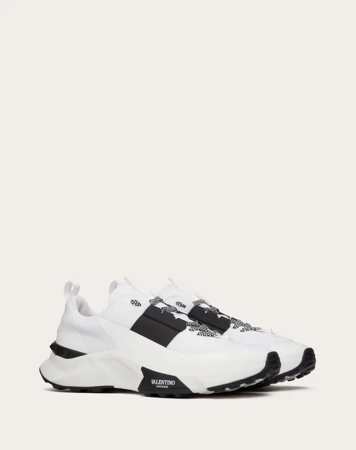 Valentino Sneakers Man True Act Low Top Sneaker In Mesh And Rubberized Fabric For Man In White Black White Black
