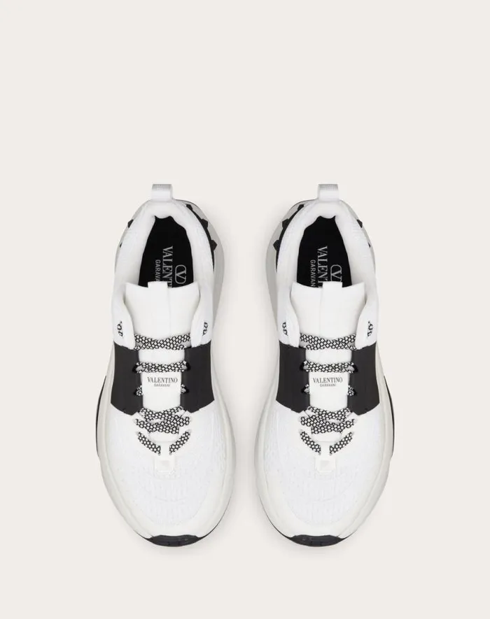 Valentino Sneakers Man True Act Low Top Sneaker In Mesh And Rubberized Fabric For Man In White Black White Black