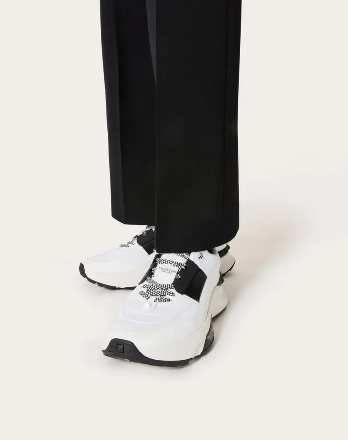 Valentino Sneakers Man True Act Low Top Sneaker In Mesh And Rubberized Fabric For Man In White Black White Black