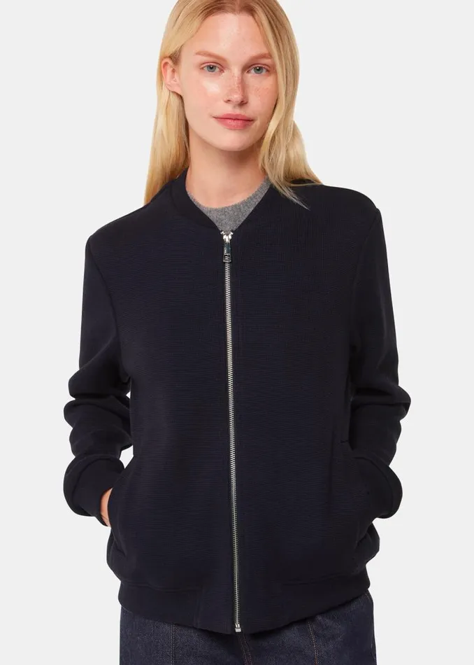 Whistles Coats and Jackets Navy Jersey Bomber Jacket 8211 Women
