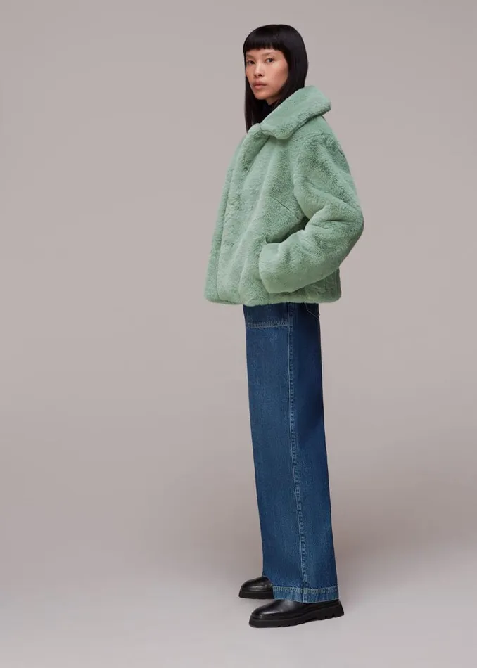Whistles Coats and Jackets Pale Blue Drew Faux Fur Coat 8211 Women