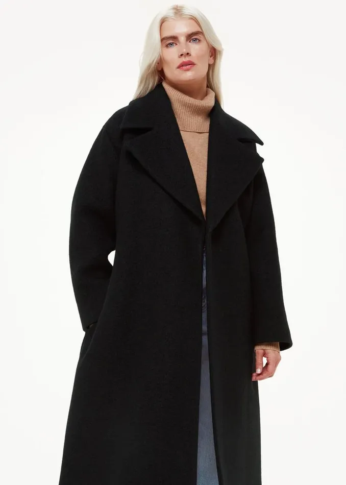 Whistles Petite Coats and Jackets Black Petite Lorna Wrap Wool Coat 8211 Women