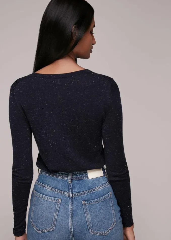 Whistles Sweaters and Cashmere Navy Annie Sparkle Sweater 8211 Women
