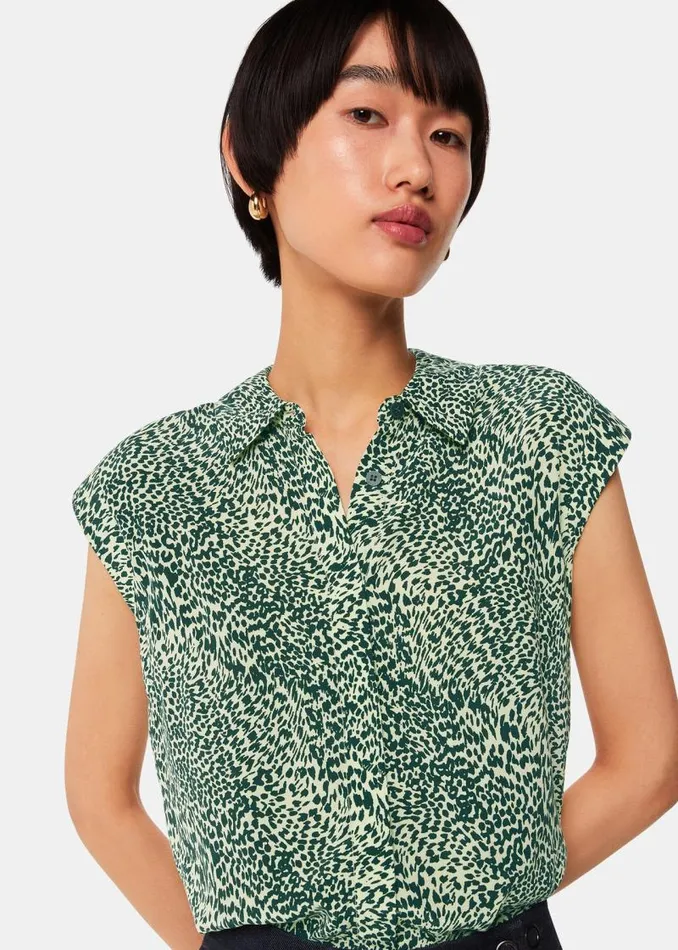 Whistles Tops Yellow Diagonal Leopard Shirt 8211 Women
