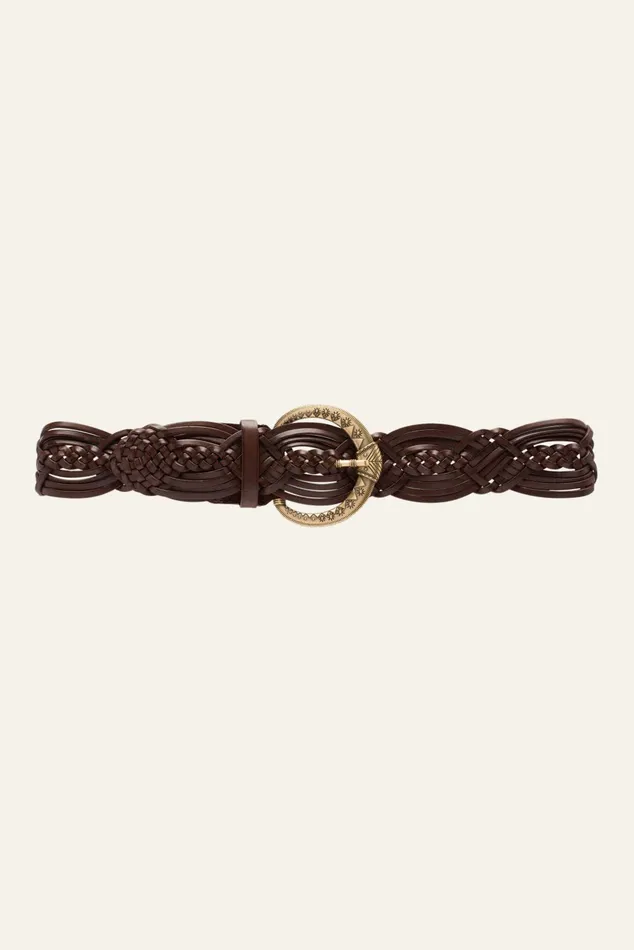 Wide Braided Belt Brew Brown Women Baandsh Belts