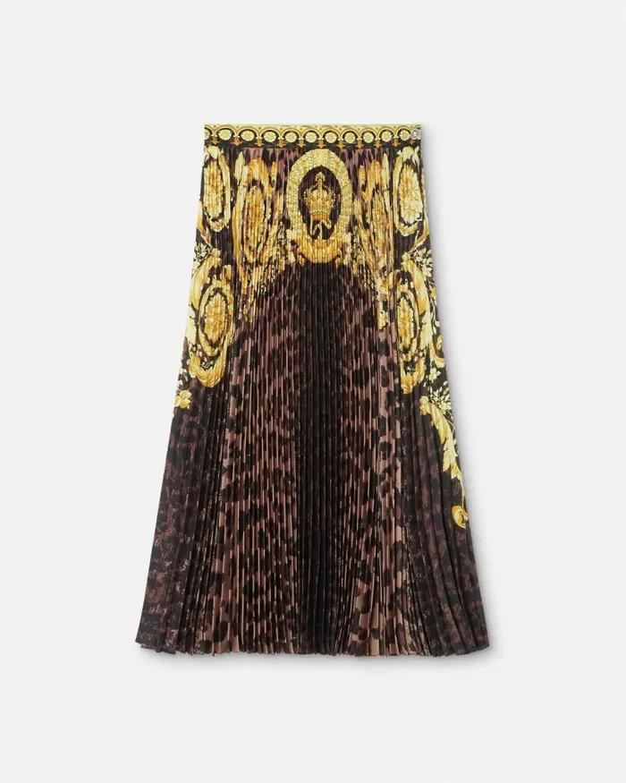 Wild Barocco Pleated Mini Skirt Animalier Women Versace Skirts