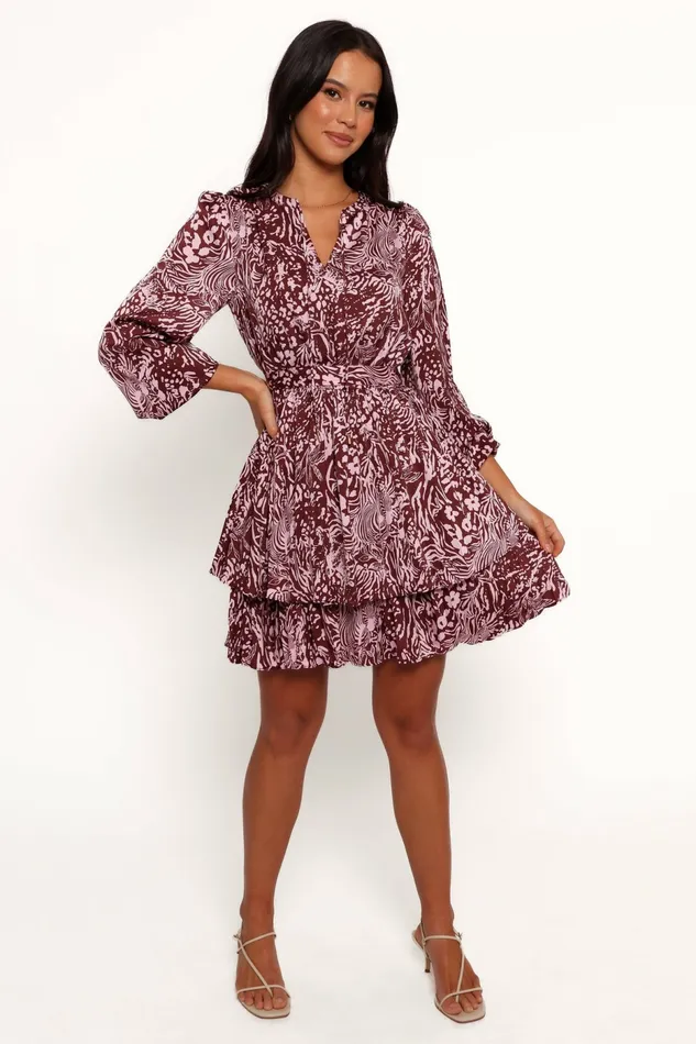 Winter Dresses Wrenley Long Sleeve Mini Dress ChocolatePink 8211 Petal and Pup Women