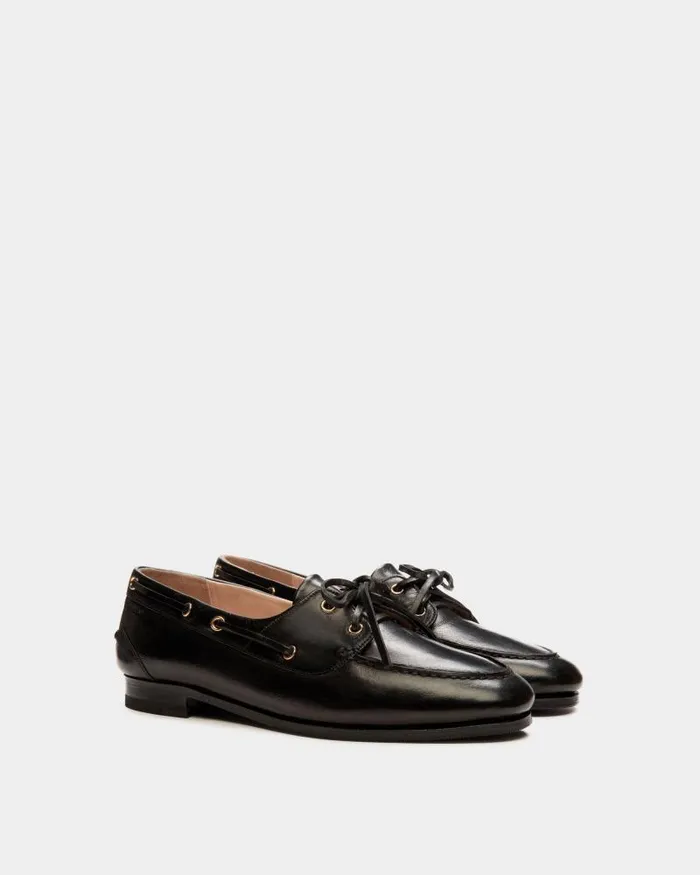 Women Bally Flats and Moccasins Plume Moccasin In Black Leather Black Women Bally Flats and Moccasins Plume Moccasin In Black Leather Black