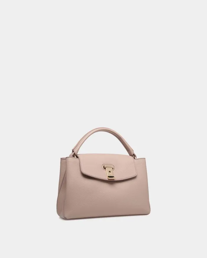 Women Bally Top Handle Bags Lock Me Small Top Handle Bag In Light Beige Grained Leather Beige Women Bally Top Handle Bags Lock Me Small Top Handle Bag In Light Beige Grained Leather Beige