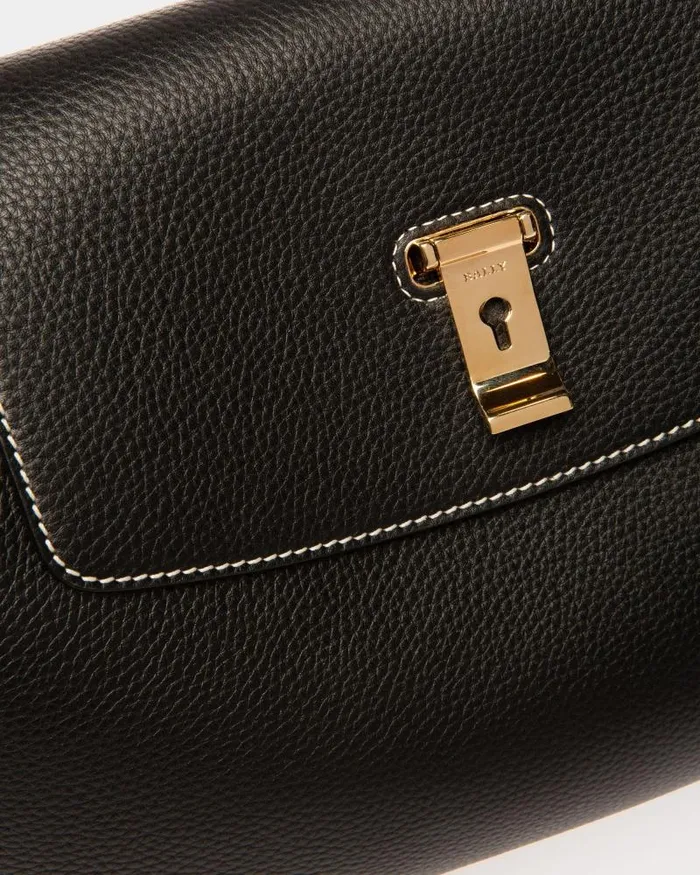 Women Bally Top Handle Bags Lock Me Top Handle Bag In Black Leather Black