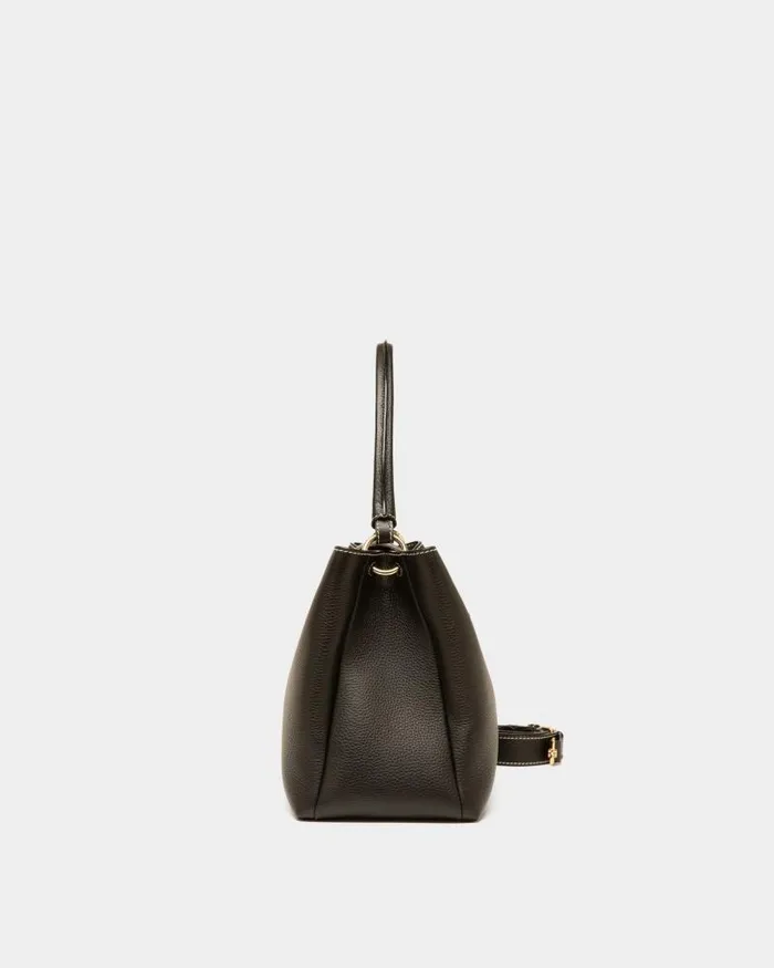 Women Bally Top Handle Bags Lock Me Top Handle Bag In Black Leather Black