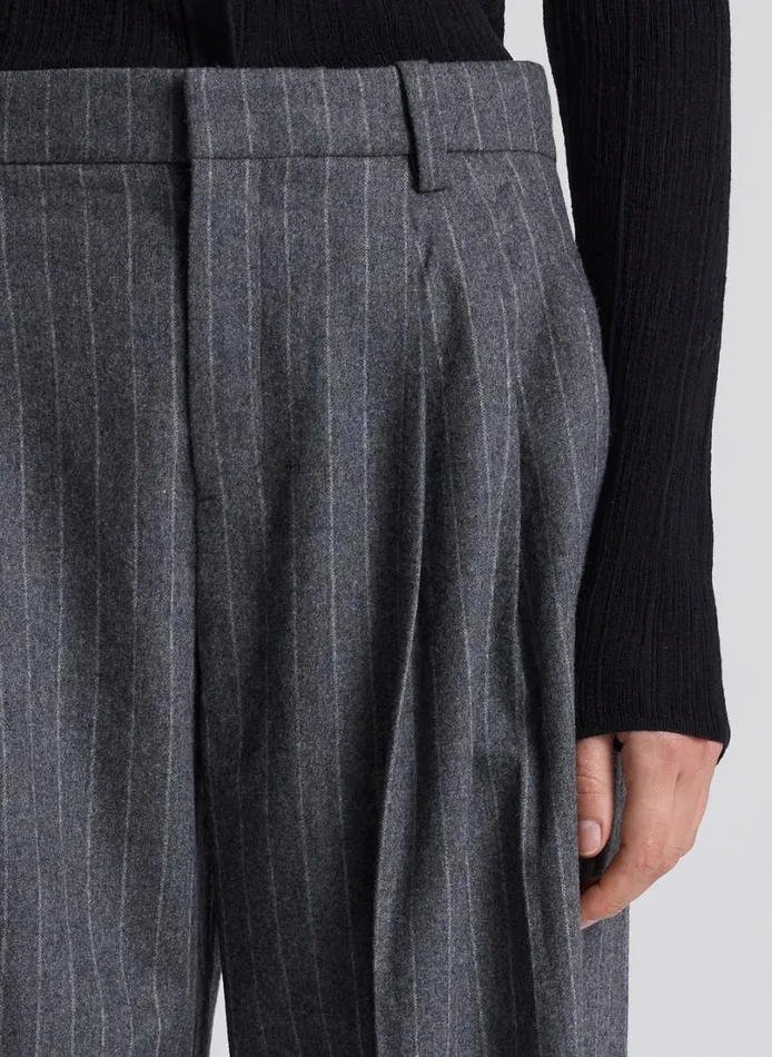 Women Bottoms ALC Charles Wool Cashmere Pinstripe Pant Grey Melange