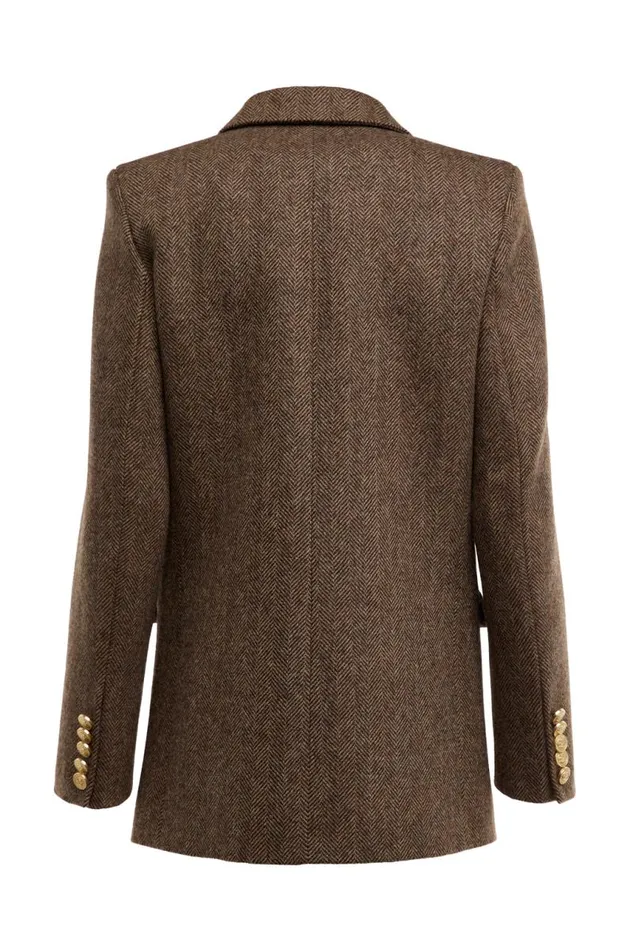 Women In Stock Tailoring Holland Cooper Belgravia Blazer Large Scale Brown Herringbone