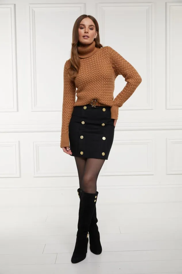 Women In Stock Tailoring Holland Cooper Knightsbridge Skirt Soft Black Tan Women In Stock Tailoring Holland Cooper Knightsbridge Skirt Soft Black Tan