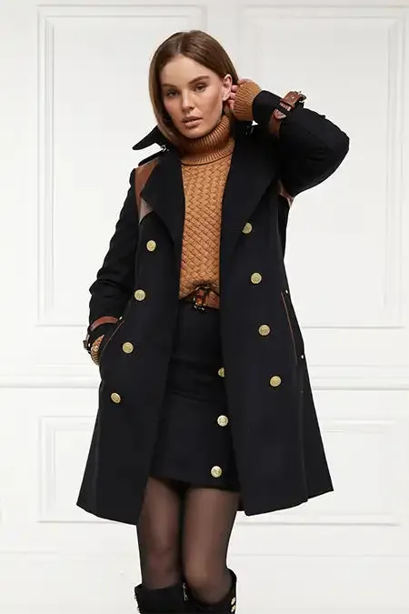 Women In Stock Tailoring Holland Cooper Knightsbridge Skirt Soft Black Tan Women In Stock Tailoring Holland Cooper Knightsbridge Skirt Soft Black Tan