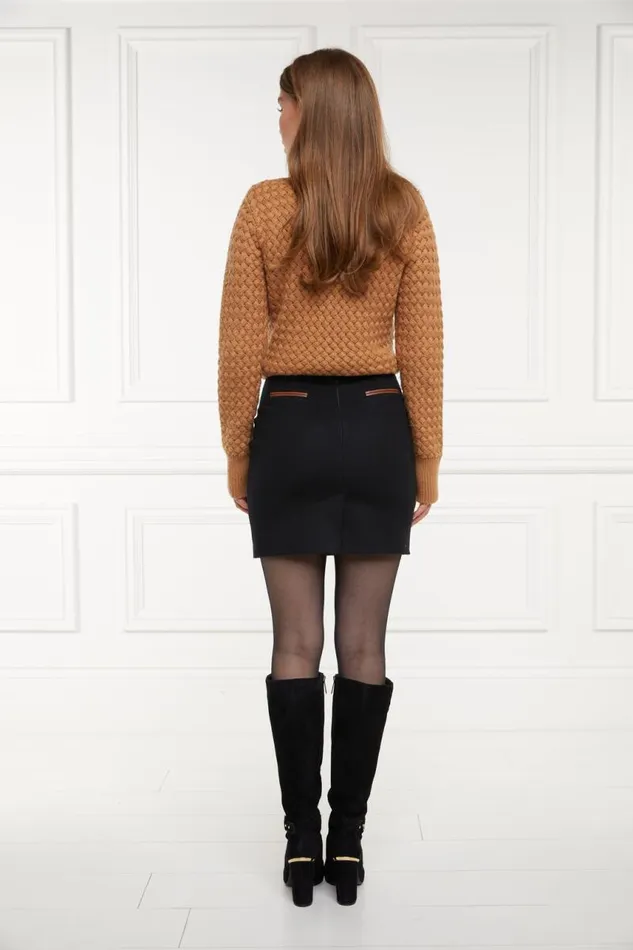 Women In Stock Tailoring Holland Cooper Knightsbridge Skirt Soft Black Tan Women In Stock Tailoring Holland Cooper Knightsbridge Skirt Soft Black Tan