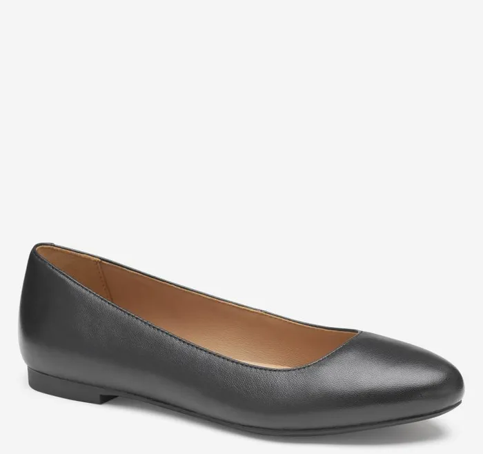 Women Johnston and Murphy Mules and Loafers Delanie Ballet Black Glove Leather