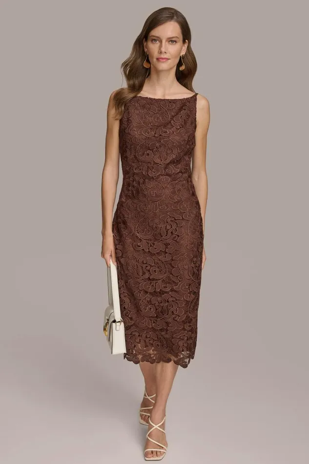Women LACE SHEATH MIDI DRESS Canyon Donna Karan New York Dresses And Jumpsuits