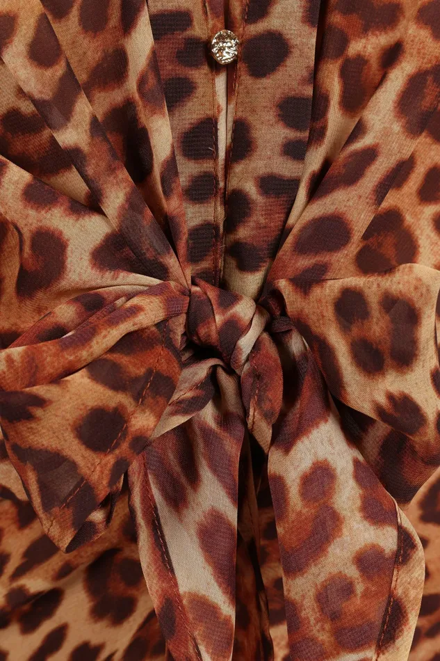 Women Long Sleeve Dresses Petal and Pup Calista Shirt Dress Leopard