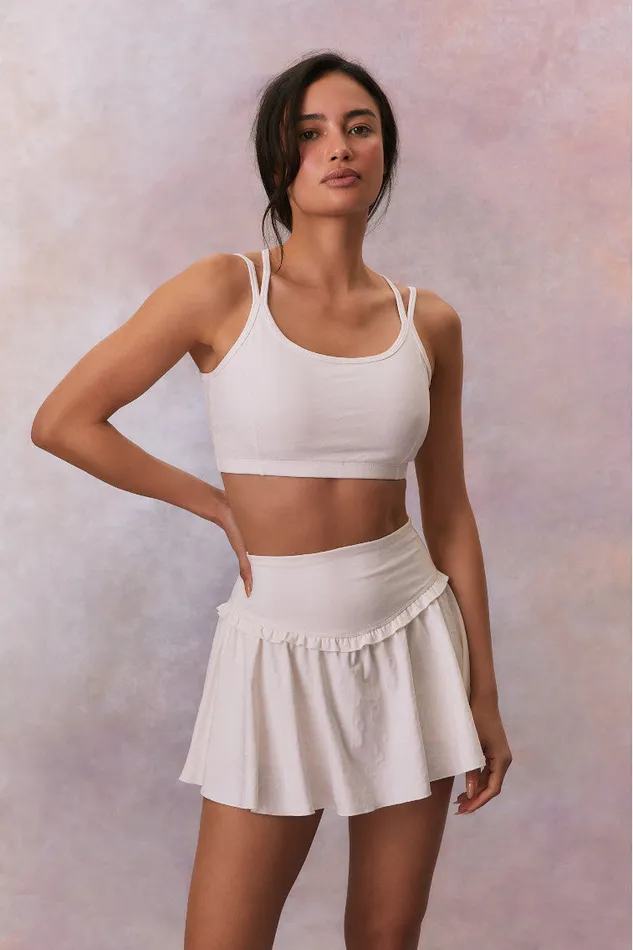 Women LoveShackFancy Active Vanina Bow Print Active Skort Cloud Dancer