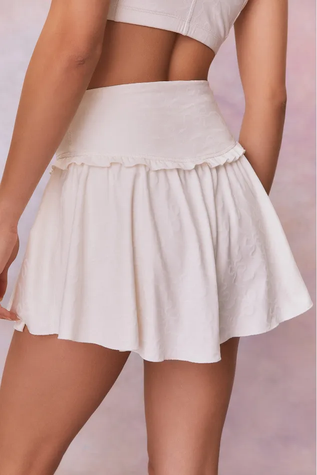 Women LoveShackFancy Active Vanina Bow Print Active Skort Cloud Dancer