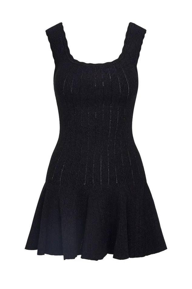 Women LoveShackFancy Dresses Maryanne Metallic Knit Mini Dress Black