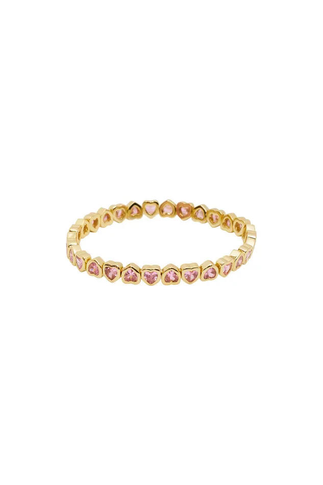 Women LoveShackFancy Jewelry Erin Wachs Small Heart Stretch Bracelet Pink
