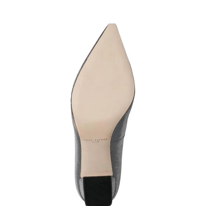 Women Marc Fisher Heels and Pumps Zala Block Heel Pointy Toe Pump Pewter Leather