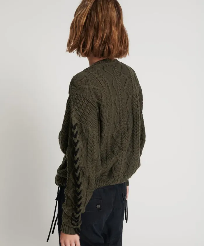 Women MILITARY KHAKI THREADED CABLE SWEATER One Teaspoon Knitwear Women MILITARY KHAKI THREADED CABLE SWEATER One Teaspoon Knitwear