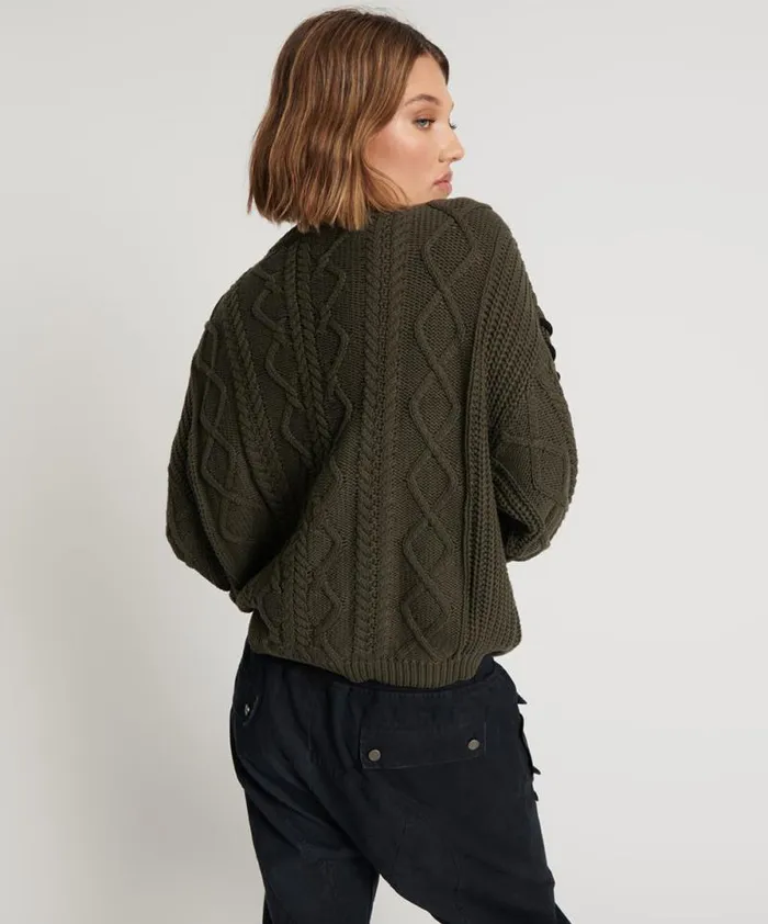 Women MILITARY KHAKI THREADED CABLE SWEATER One Teaspoon Knitwear Women MILITARY KHAKI THREADED CABLE SWEATER One Teaspoon Knitwear
