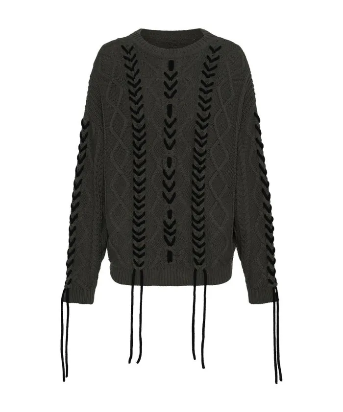 Women MILITARY KHAKI THREADED CABLE SWEATER One Teaspoon Knitwear Women MILITARY KHAKI THREADED CABLE SWEATER One Teaspoon Knitwear