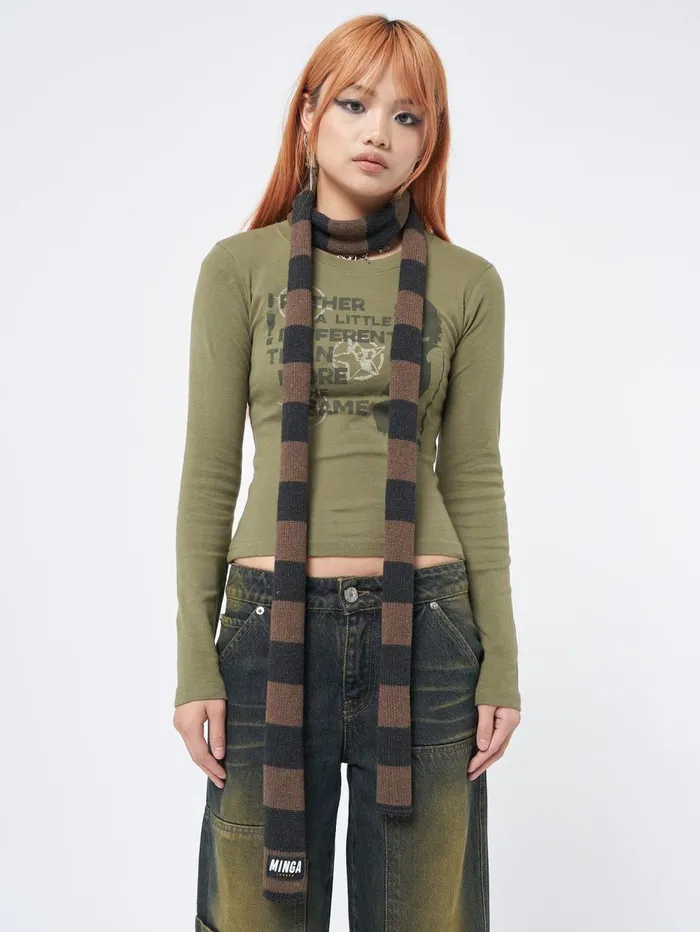 Women Minga London Shop All Umber Stripes Knitted Scarf Women Minga London Shop All Umber Stripes Knitted Scarf