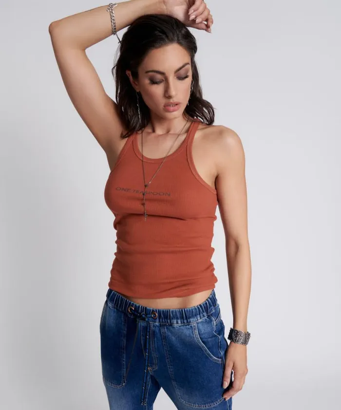 Women ONE TEASPOON LOGO SINGLET One Teaspoon Tees and Tanks