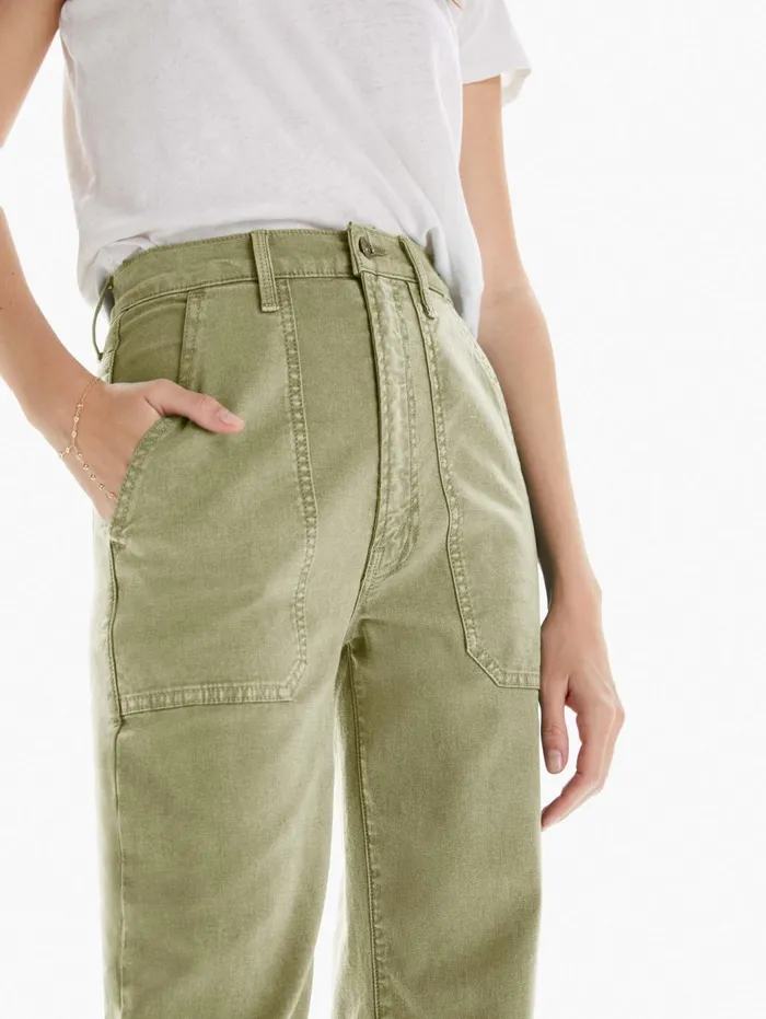 Women Pants Mother Denim The Wrapper Patch Springy Ankle Medium Green
