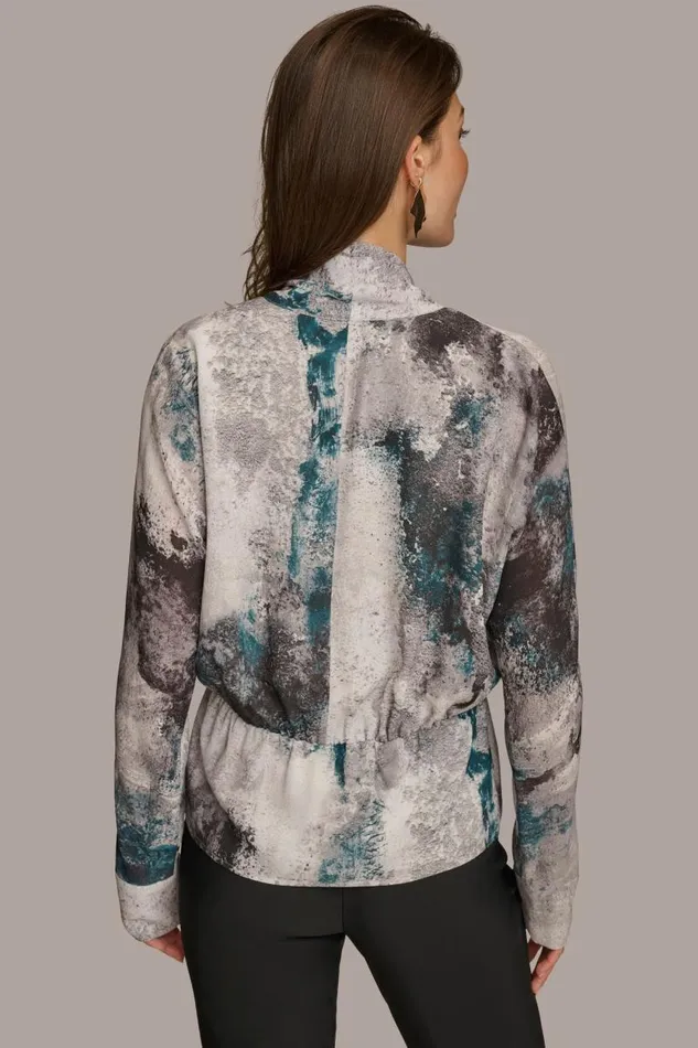 Women PRINTED FAUX WRAP BLOUSE Peacock Multi Donna Karan New York Sweaters And Tops Women PRINTED FAUX WRAP BLOUSE Peacock Multi Donna Karan New York Sweaters And Tops