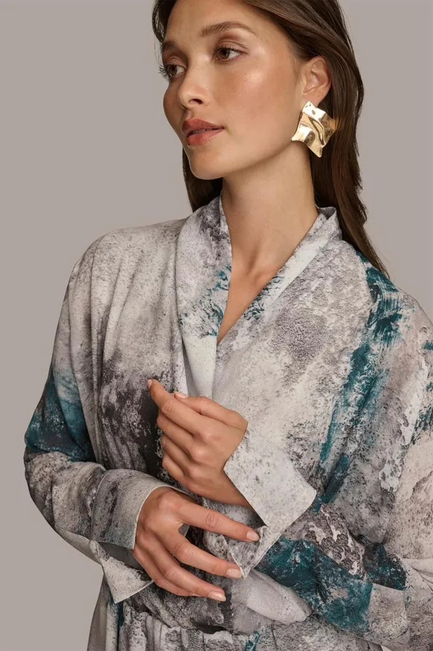 Women PRINTED FAUX WRAP BLOUSE Peacock Multi Donna Karan New York Sweaters And Tops Women PRINTED FAUX WRAP BLOUSE Peacock Multi Donna Karan New York Sweaters And Tops
