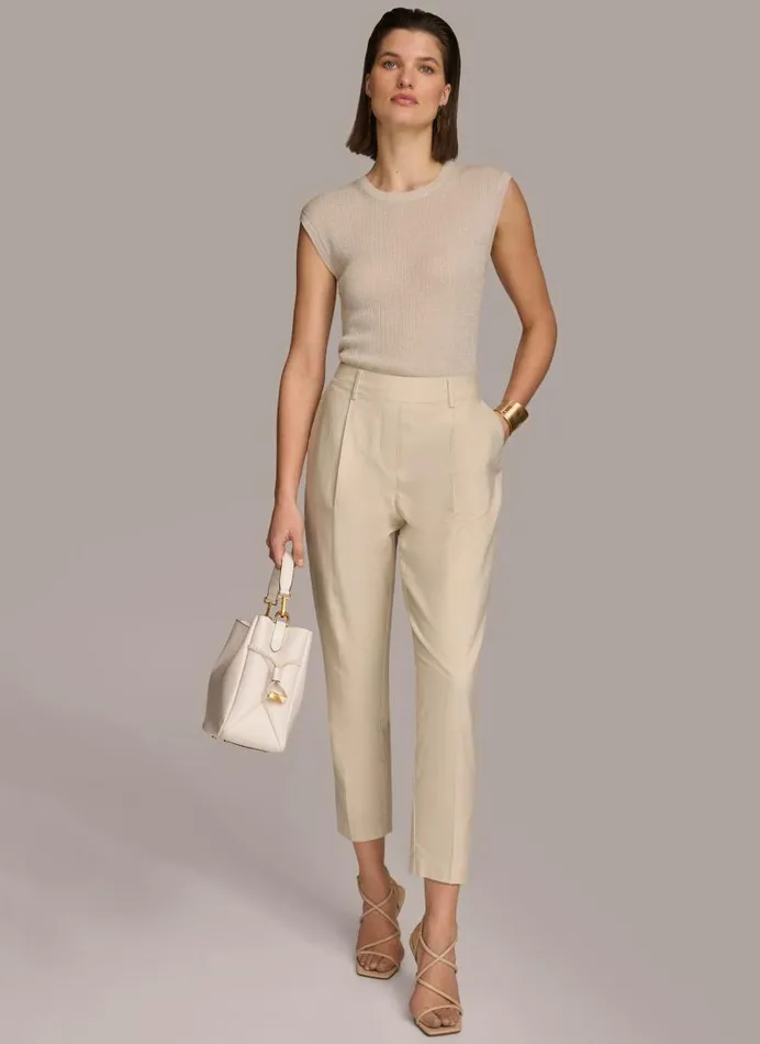 Women PULL ON TROUSER WITH PLEATS Beige Donna Karan New York Pants Women PULL ON TROUSER WITH PLEATS Beige Donna Karan New York Pants