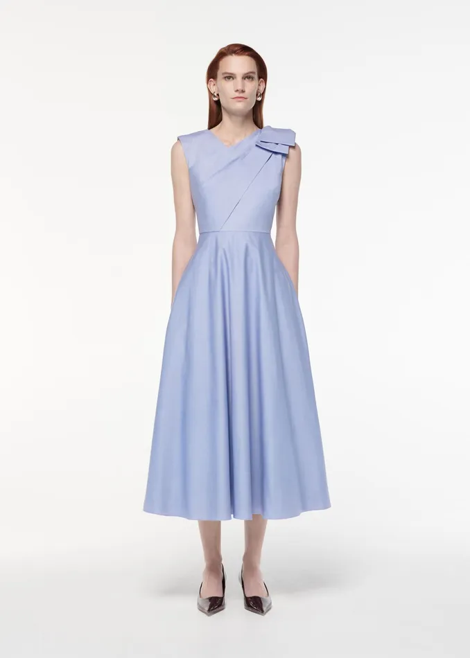 Women Roland Mouret Clothing Bow Cotton Poplin Midi Dress